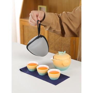 旅行便攜式茶具套裝功夫泡茶一壺三杯戶外如意快客杯戶外喝茶裝備