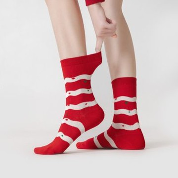 【HandStyle】女襪 聖誕簡約線條潮流設計聖誕暖襪(13030)