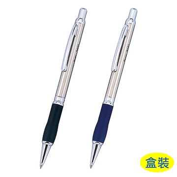 Pentel 飛龍牌 Sterling 不鏽鋼軟膠原子筆 0.8mm 銀夾 B460 盒裝12支入