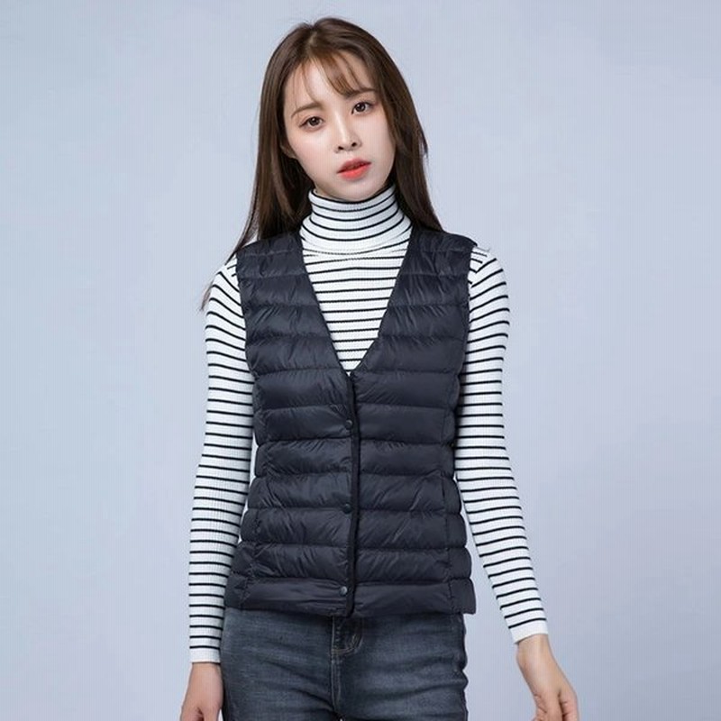 ダウンベスト レディース インナーダウン 秋冬 ライトダウン 2way ベスト ラウンドネック Vネック 無地 軽量 ダウン ベスト 通販 Lineポイント最大0 5 Get Lineショッピング