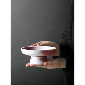 九土日式陶瓷高腳盤茶點盤果盤糕點零食高足托盤創意復古餐具家用