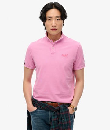 Superdry Men's Vintage Destroy Polo Shirt Pink Size: XL