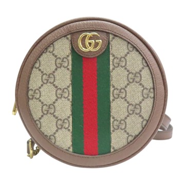 GUCCI 古馳 烏木色 GG Supreme帆布 圓餅 Ophidia 後背包 598661 【二手名牌BRAND OFF】