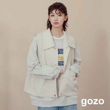 【gozo】涼感天絲大翻領下擺可調節抽繩背心(淺灰/深灰_F) | 女裝 現貨 涼感