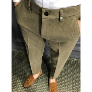 秋冬英倫男士西褲2025新款高級商務褲子冬季西裝褲修身休閑褲男裝