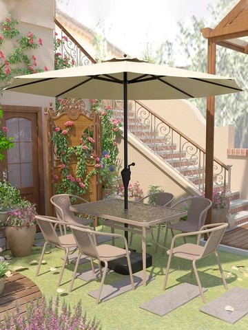 含運 戶外休閒庭院桌椅組合  網紅戶外桌椅庭院帶傘套裝室外露天奶茶店外擺泡茶防水防曬民宿