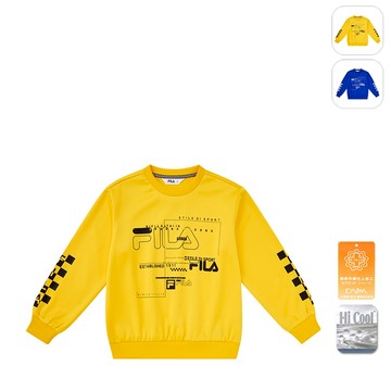 【FILA】KIDS 孩童款 吸濕排汗 長袖上衣-黃色 1TEX-8427-YE
