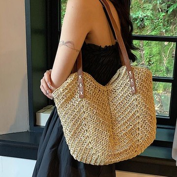 編織草編包包2023新款包包女大容量夏天藤編單肩包海邊沙灘托特包