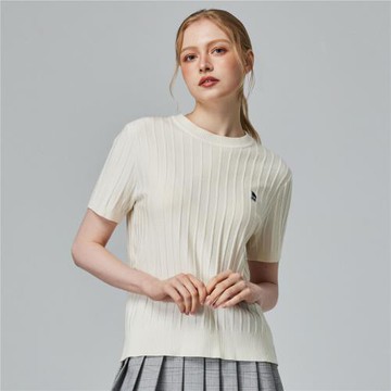 moz瑞典 駝鹿 親膚 圓領 針織短T-白(亞洲版)女款