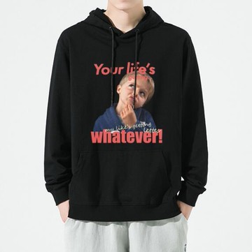 FINDSENSE X 2022 街頭時尚 男士 美式兒童印花 連帽套頭長袖外套 連帽T恤 長袖帽T