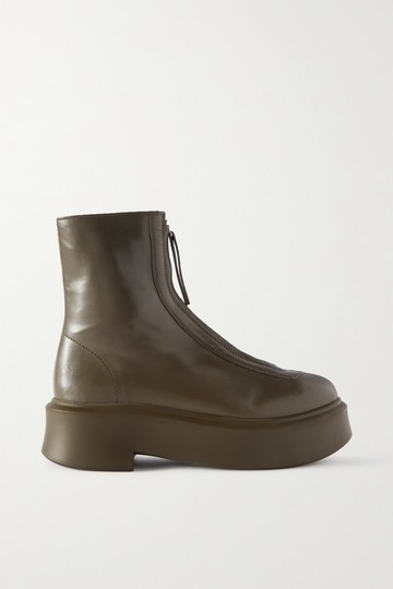 The Row - Leather Ankle Boots - Army green - IT41
