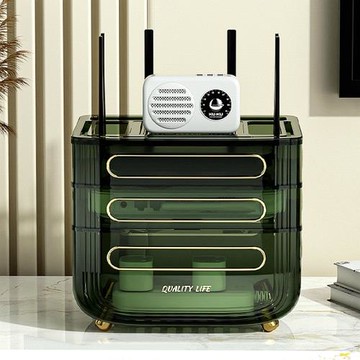 家用wifi路由器收納盒客廳桌面放機頂盒光貓排插理線器盒子置物架