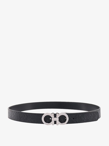 Leather belt with Gancini embossed motif - FERRAGAMO - gender_Man