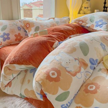 牛奶絨四件套冬天珊瑚絨被套三件套床上用品單人學生宿舍床單床笠