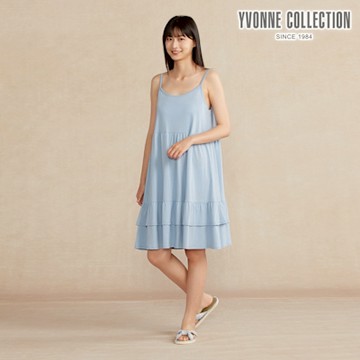 YVONNE 以旺傢飾 【蘆薈纖維】細肩帶洋裝-海島藍