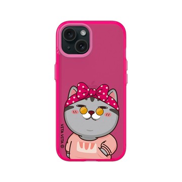 iPhone 15 Clear 粉漾桃 - VITA VITA．塔仔是隻貓 - 就靜靜看著你裝逼款