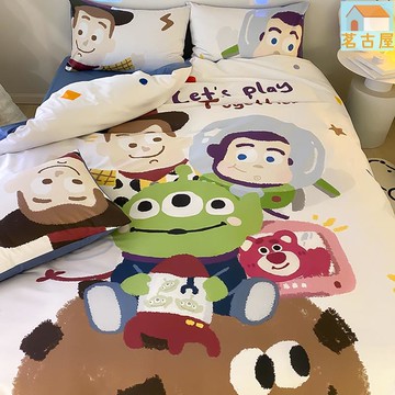 玩具總動員床包組 薄被套組 單人三件組 親膚柔軟卡通全棉雙人床組 二次元純棉床包四件組  巴斯光年 學生宿舍被套