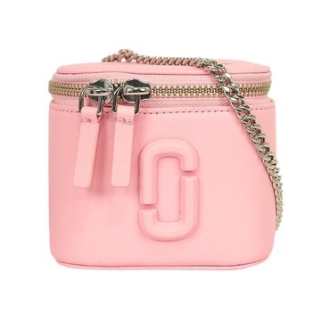 MARC JACOBS Vanity 平滑皮革銀鍊迷你化妝包斜背包(蝴蝶結粉)