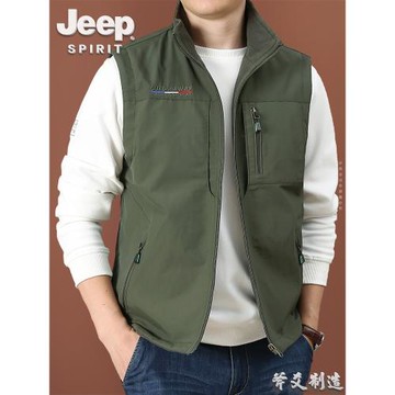 JEEP吉普搖粒絨馬甲男秋冬季雙面穿寬松馬夾戶外休閑背心外套男潮