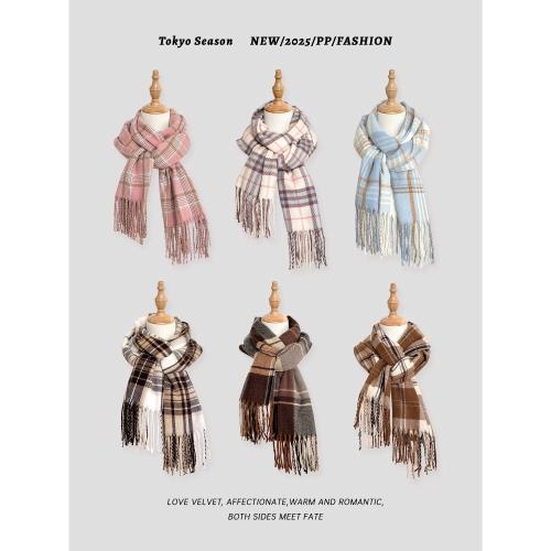 東京歲時記jk日系格紋圍巾男女加厚保暖格子圍脖2023冬季韓版披肩