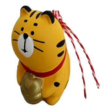 Decole concombre 財運up 小老虎擺飾  可愛療癒系居家擺件，招財納福，增添生活樂趣  黃色  48 x 37 x 46mm