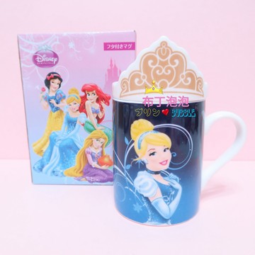 布丁泡泡 灰姑娘 仙杜瑞拉 Cinderella 陶瓷 馬克杯 皇冠 杯蓋 迪士尼 DISNEY