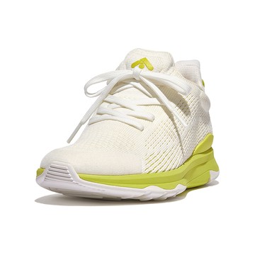 FitFlop VITAMIN FFX KNIT SPORTS SNEAKERS運動風繫帶休閒鞋-女(都會白/青檸汁色)