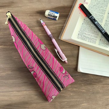 【削皮蘋果】榻榻米邊緣布 四面錐體筆袋 蘋果 安曇野 信州 粉色