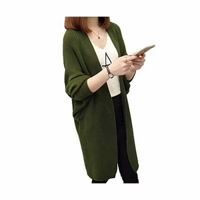 レディース カーディガン 秋冬 ロング ニット カーディガン 長袖 厚手 シンプル カジュアル ポケット 付き グリーン 通販 Lineポイント最大get Lineショッピング