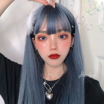 現貨+預購 女假髮長假髮透氣假髮片輕量假髮免打理隱形增髮整頂假髮角色扮演-霧霾藍直髮73xw2【獨家進口】【米蘭精品】