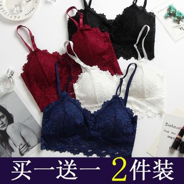 性感美背蕾絲裹抹胸無鋼圈聚攏薄款吊帶背心短款少女士內衣文胸罩