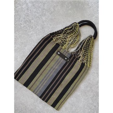 2023新款帆布毛線編織包復古條紋托特包ins超火彩色拼接單肩包女