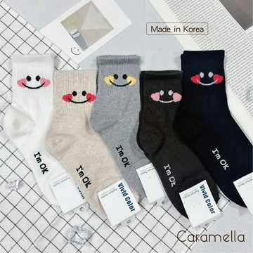 【Caramella】韓國襪子 襪子 中筒襪 愛心襪子 微笑襪 可愛襪子 正韓襪 長襪 女生襪子 韓系襪子 微笑襪子