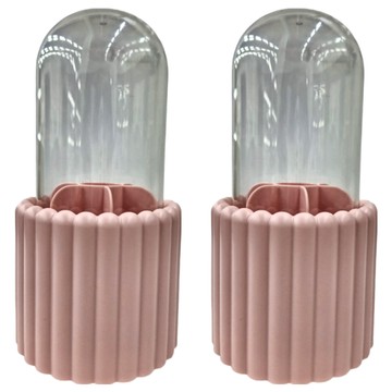 刷具收納筒  大容量設計  防滑墊設計  360°旋轉底座  可視化透明罩  粉色  2個