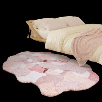 免運/公司貨 地墊 異形地墊 不規則地墊 粉色客廳地墊法式不規則房間女生奶油地毯臥室床邊毯加厚苔蘚 可開發票 全館五折 工廠現貨直銷 新品特價 z11072