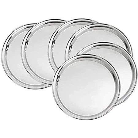 Stainless Steel Full Plate Dinner Plate Set of Mess Plates Great for Camp