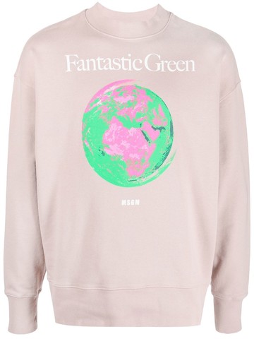 MSGM - Fantastic Green organic cotton sweatshirt - unisex - Organic Cotton - XL - Neutrals
