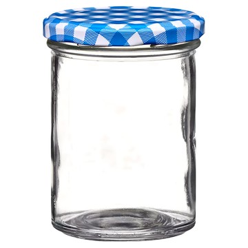 Premier 格紋玻璃收納罐 含蓋直徑8.5x高11.5cm 罐口內徑7cm  350ml  1個