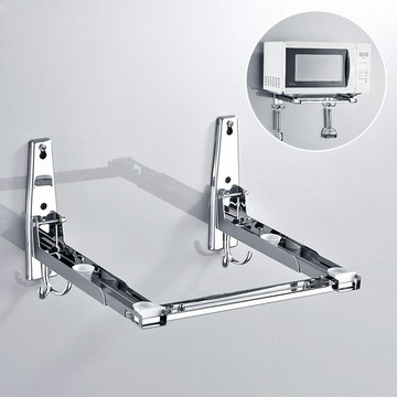 源頭工廠不銹鋼微波爐置物架伸縮廚房收納架壁掛烤箱置物架免打孔