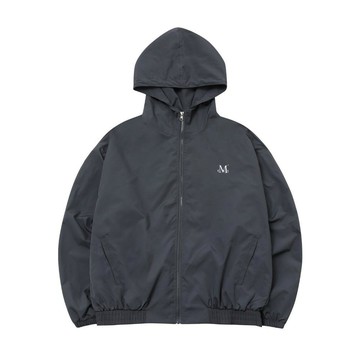 韓國 MUCENT BACK ROUND WINDBREAKER 後背圓領連帽防風外套 炭灰 CHARCOAL