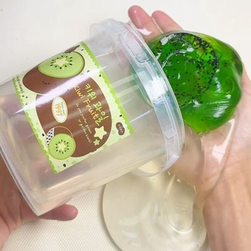 ⭐桃園出貨🔥奇異果冰搖飲超透明厚實假水筋泡質感史萊姆起泡膠巨厚獼猴桃矽膠  假水 DIY手工 史萊姆