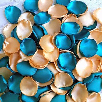 藍綠和金色婚禮藍綠花瓣藍綠玫瑰花瓣 金色花瓣