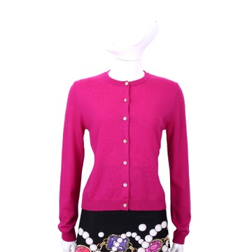 BOUTIQUE MOSCHINO 桃紅色彩鑽釦飾羊毛外套