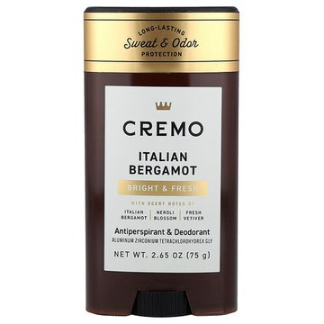 Cremo, 止汗淨味劑，意大利弗手柑香，2.65 盎司（75 克）