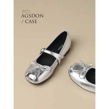 奧古獅登銀色芭蕾單鞋女2026新款春季外穿瑪麗珍鞋配裙子小皮鞋爆