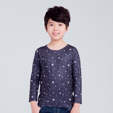 MIT 雪花溫灸刷毛圓領發熱衣(灰白 童80-150)