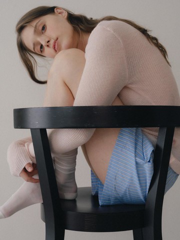[Exclusive] Basic Soft Rib Round Kid-Mohair Knit