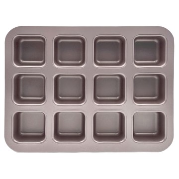 CHEFMADE 學廚 12連不沾方型模  金色  32.5x25.8x4.1cm  32.5 x 25.8 x 4.1cm  1個