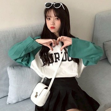 ZUCA”S - 韓版薄款撞色系寬鬆長袖上衣 長袖t恤 女裝 衣服 寬鬆上衣 素T 素色 顯瘦上衣 - W-106