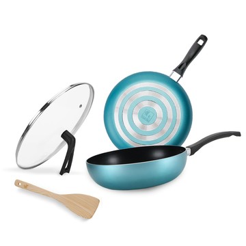 CookPower 金鑽不沾雙鍋四件組-28CM-銀河藍 EO-NS828SBFP28SBLISP5